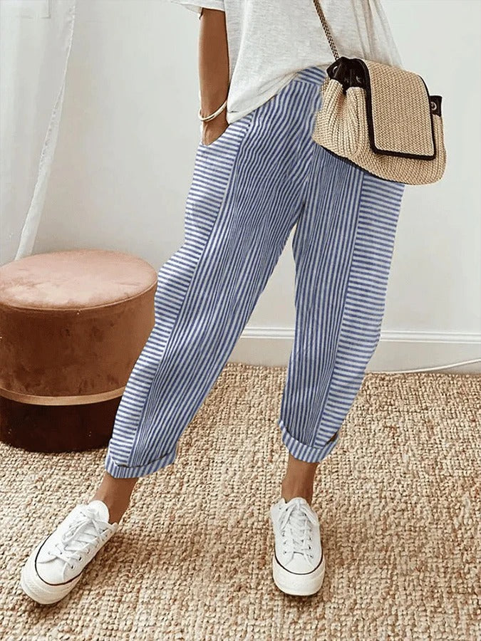 Evelyne | Relaxed Striped Summer Pants