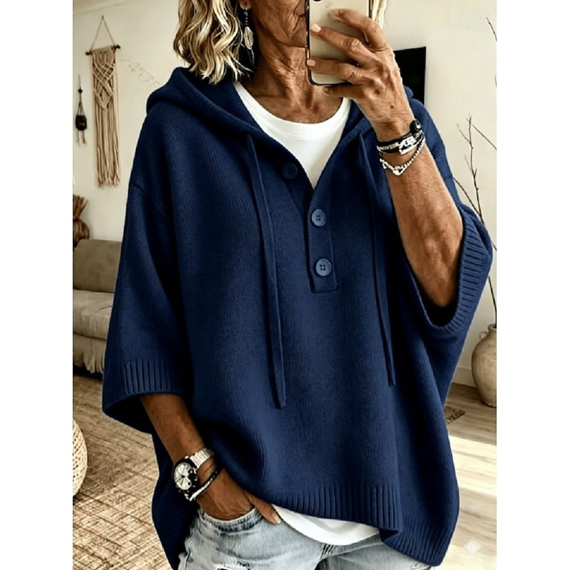 Juliana | Relaxed Hooded Button Sweater