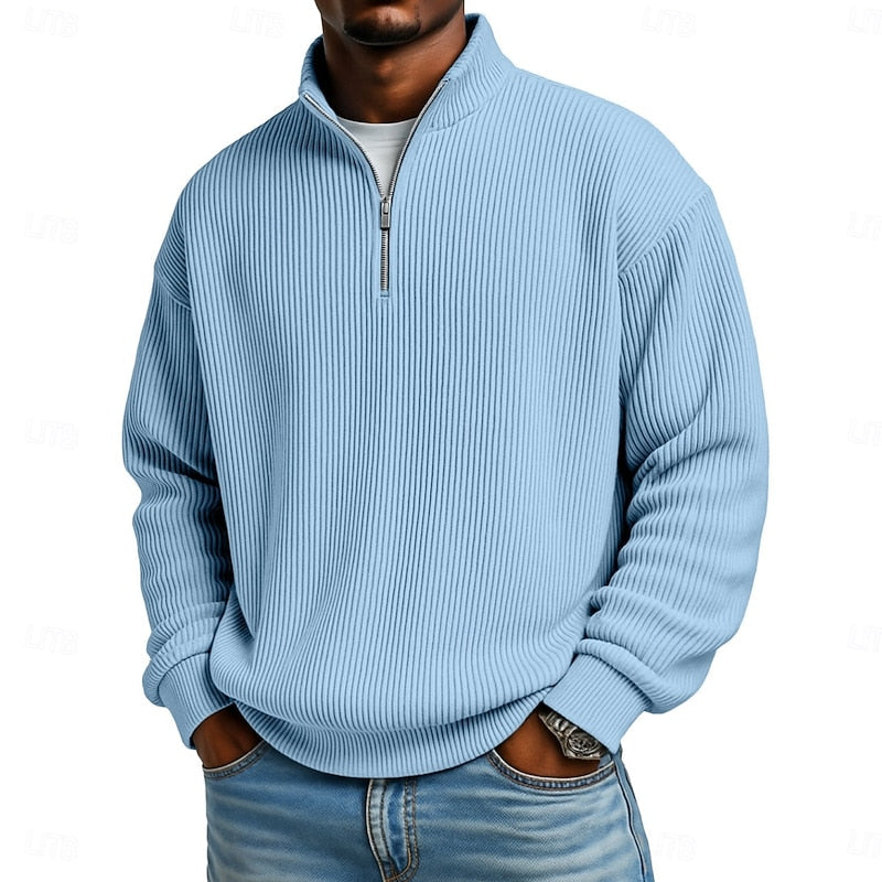 Gareth | Ribbed Quarter-Zip Pullover