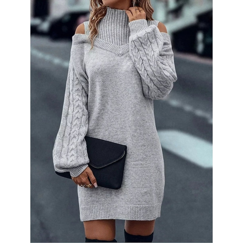 Thalia | Cold-Shoulder Turtleneck Sweater Dress