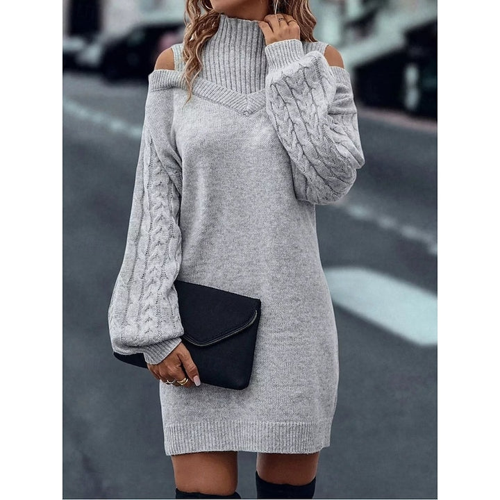Thalia | Cold-Shoulder Turtleneck Sweater Dress