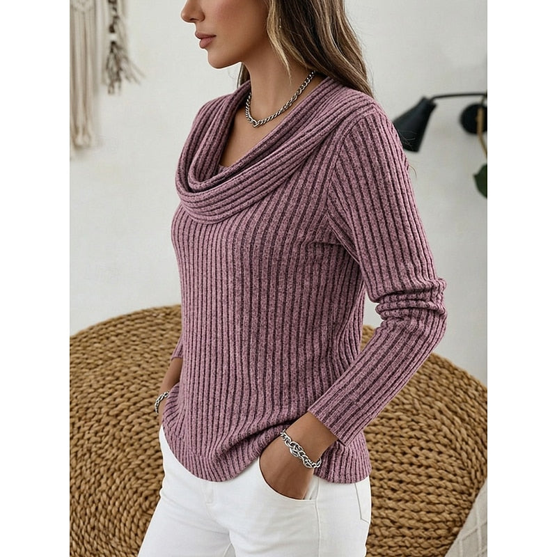 Imogen | Cowl Neck Ribbed Sweater