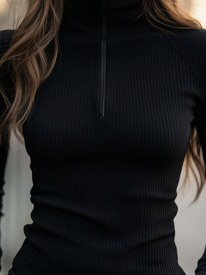 Lucinda | Sleek Half-Zip Mock Neck Top