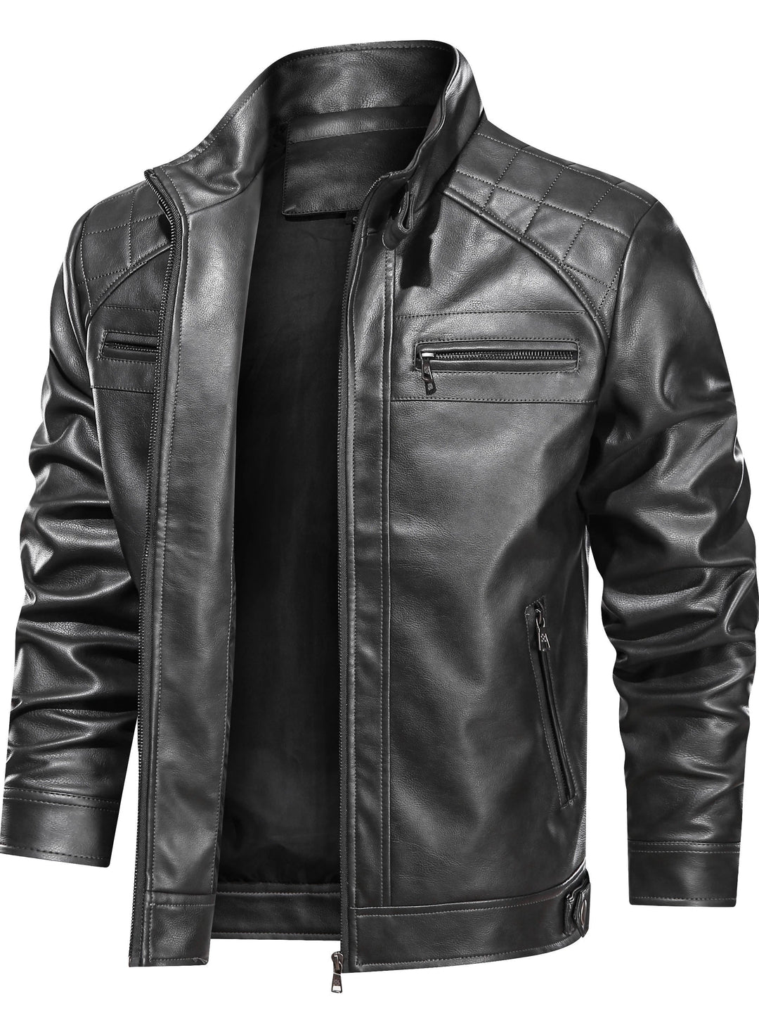 Rutherford | Quilted-Shoulder Biker Jacket