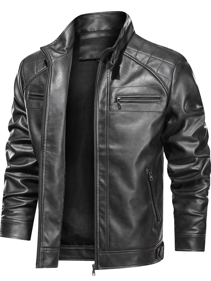 Rutherford | Quilted-Shoulder Biker Jacket