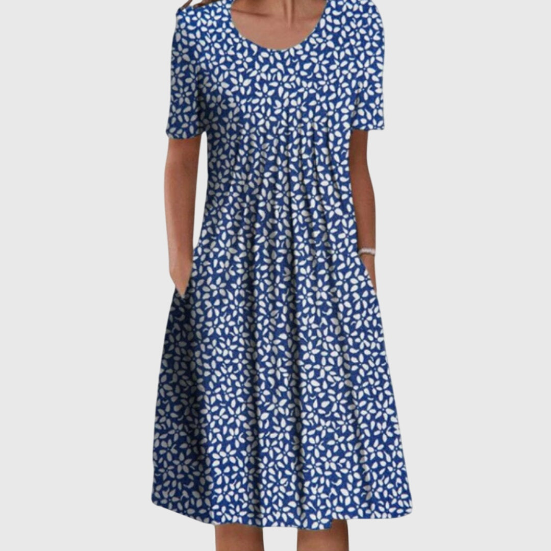 Gemma | Elegant Round Neck Printed Dress
