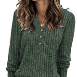 Evangeline | Ribbed Button-Neck Top