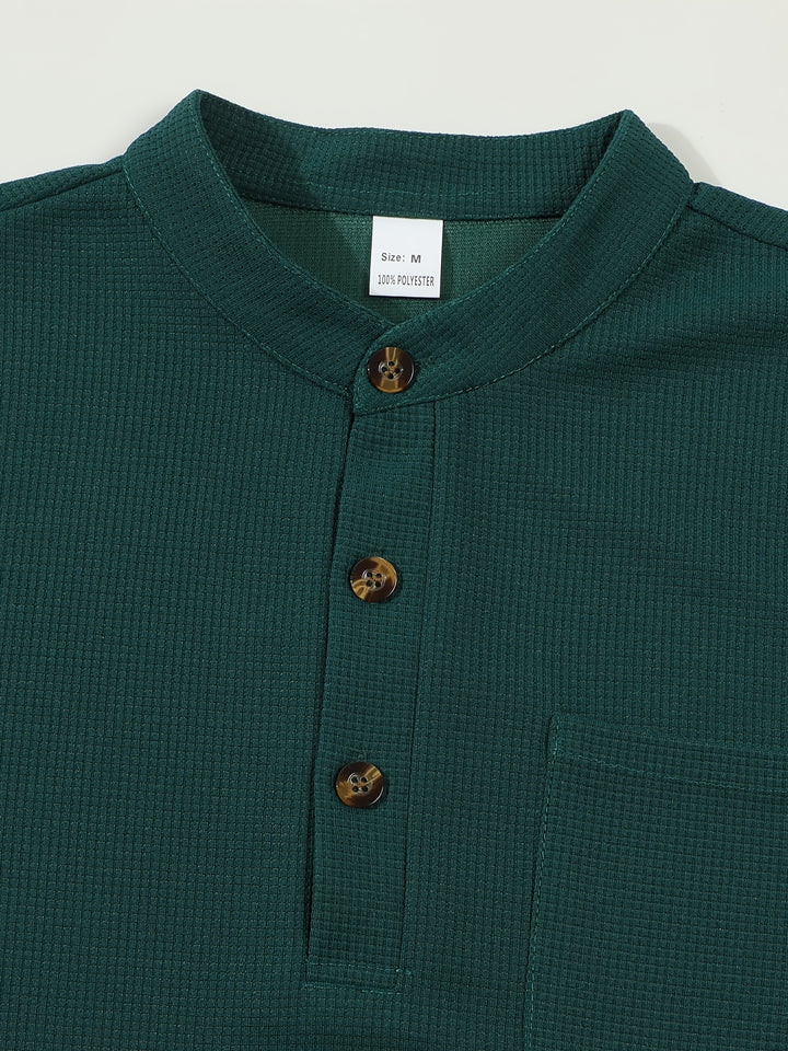 Corbin | Textured Long Sleeve Henley Shirt