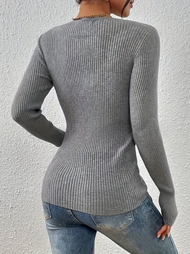 Josie | Ribbed Half-Button Top