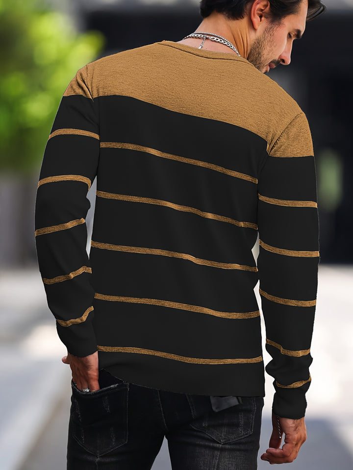Declan | Colour-Block Striped Crew Neck Sweater
