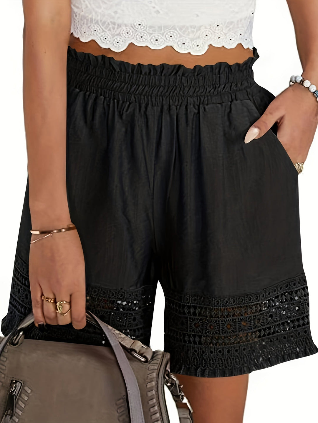 Lydia | Lace-Trim Relaxed Summer Shorts