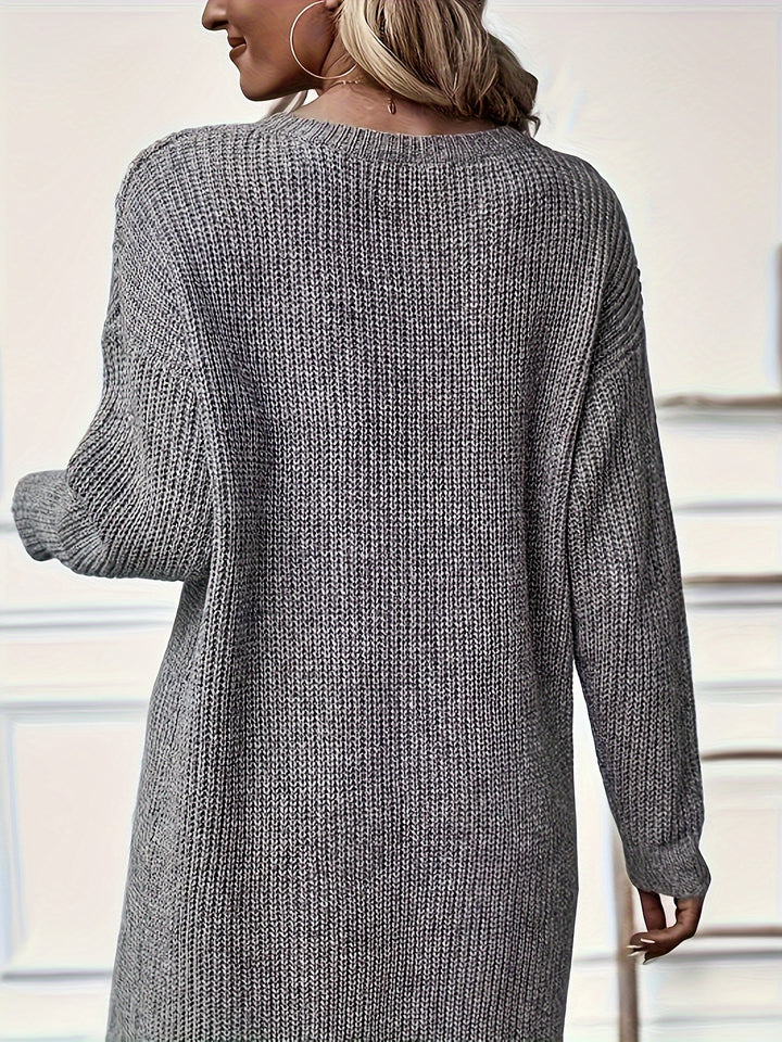 Sloane | Wrap-Front Long Sweater Dress