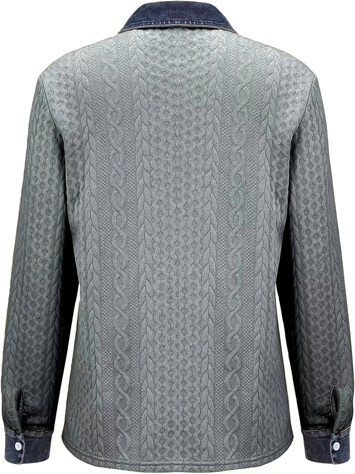 Marina | Contrast-Trim Cable-Knit Cardigan