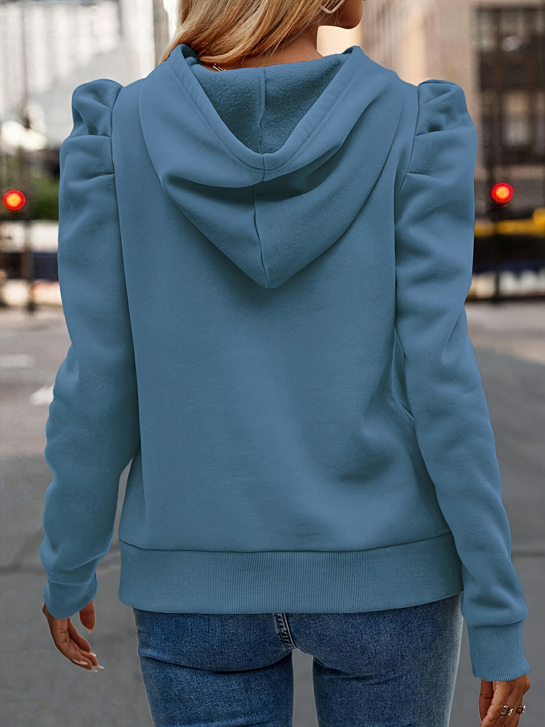 Heather | Puff-Sleeve Hooded Sweater