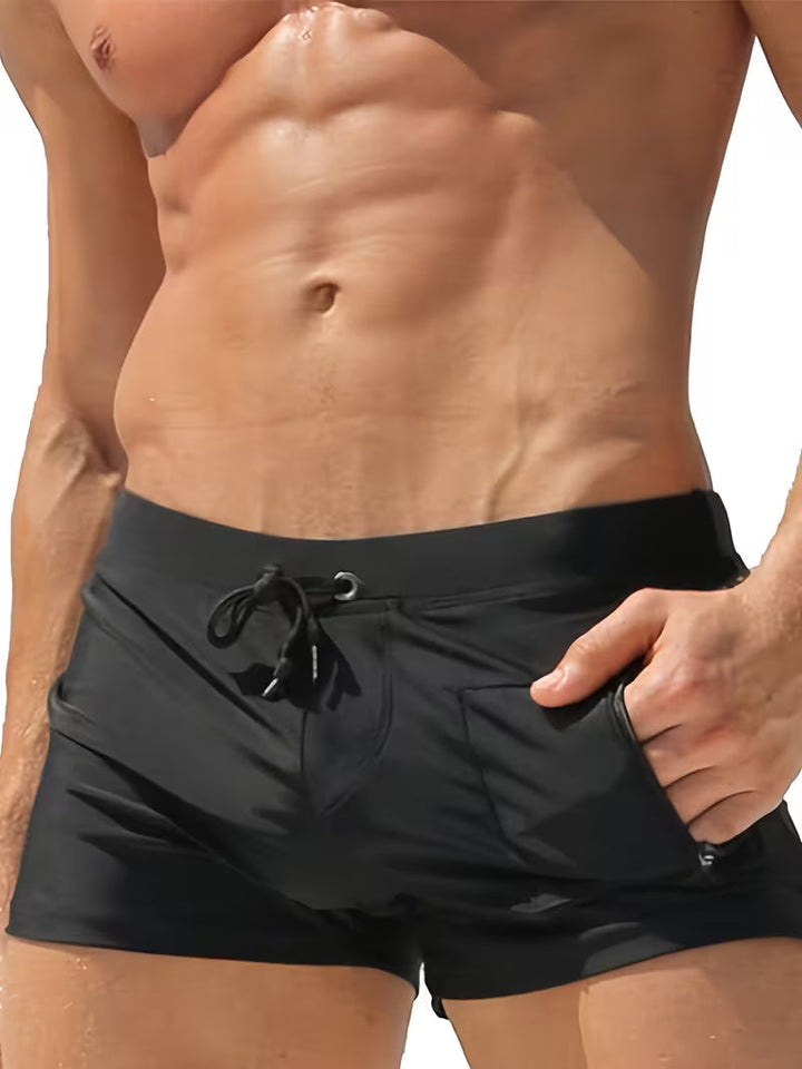 Griffin | Trendy Zipper Boxer Swim Trunks