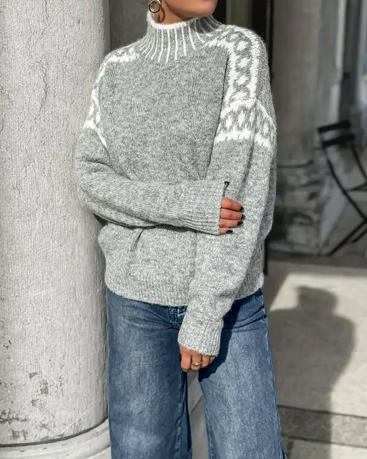 Thea | Cozy Patterned Turtleneck Sweater