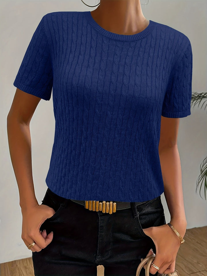 Josie | Cable-Textured Short Sleeve Top
