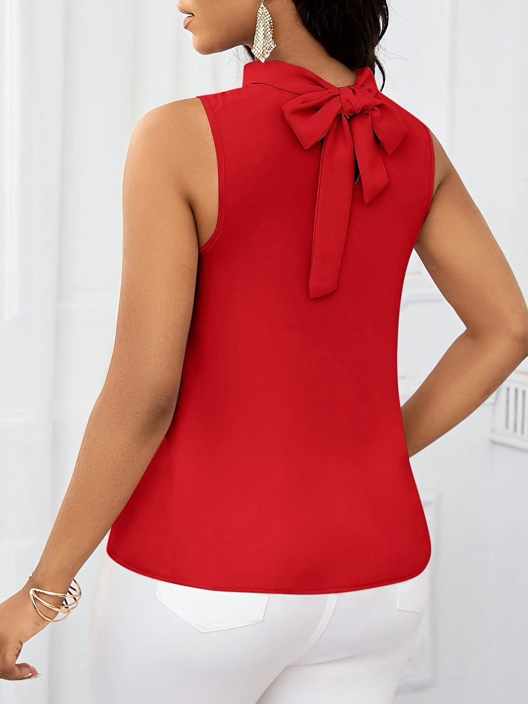 Nadia | Bow-Neck Sleeveless Top