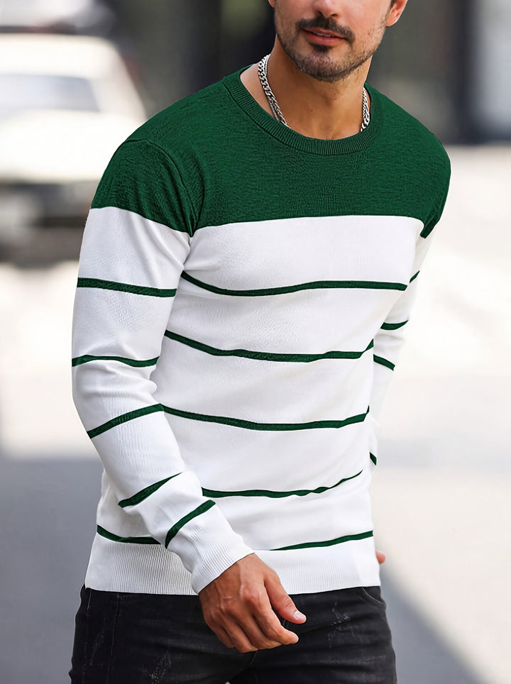 Declan | Colour-Block Striped Crew Neck Sweater