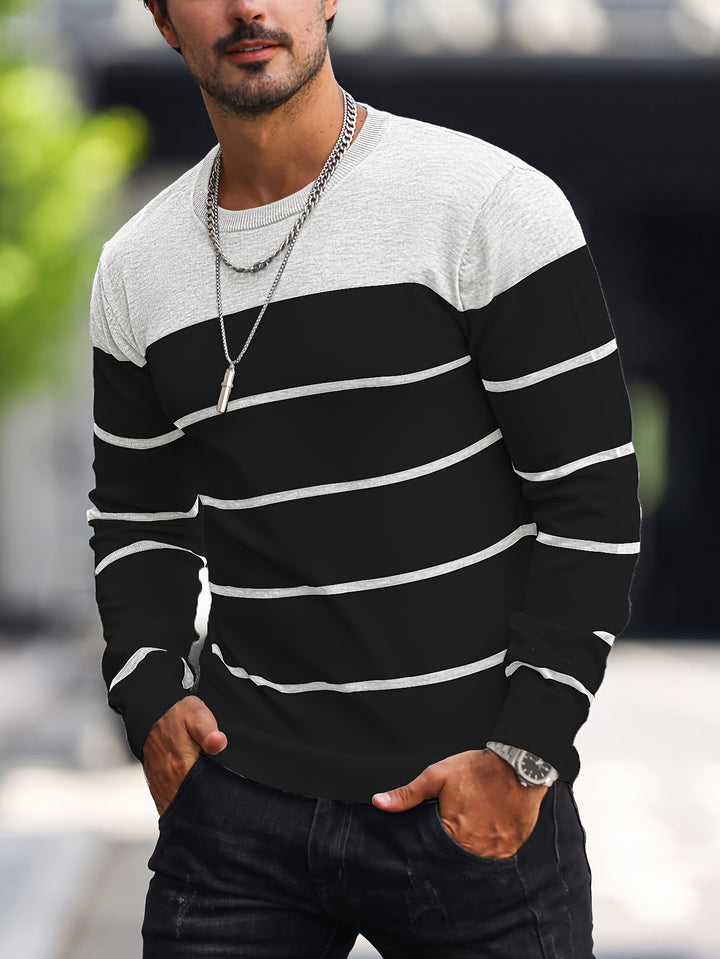 Declan | Colour-Block Striped Crew Neck Sweater