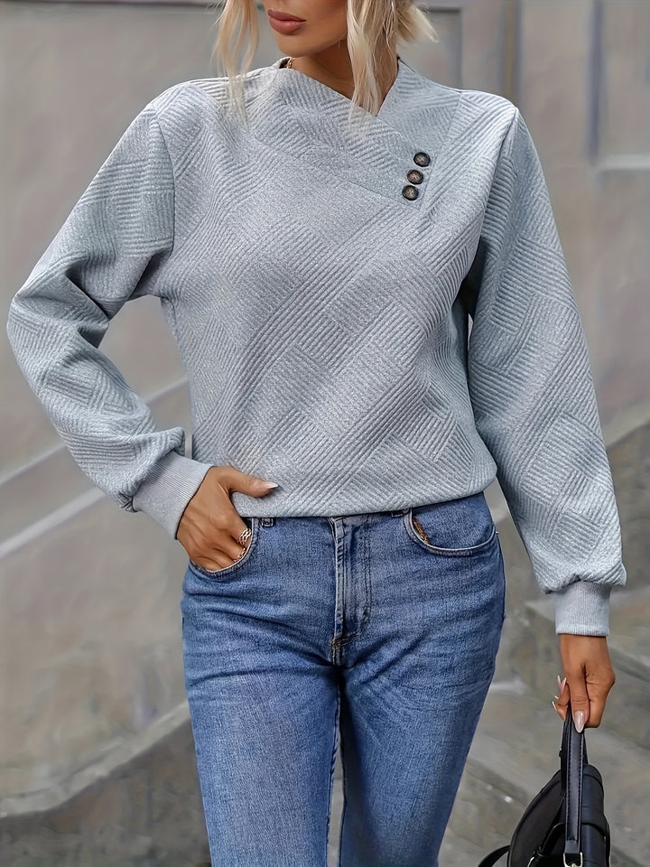Yvonne | Asymmetrical Button-Neck Sweater
