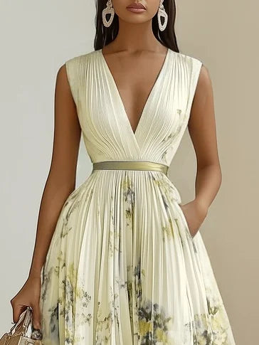 Livia | Elegant Sleeveless Long V-Neck Dress