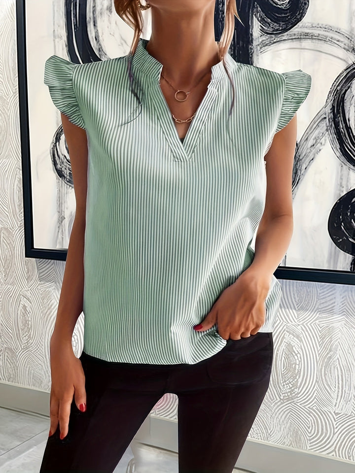 Jane | Striped Ruffle-Sleeve Blouse