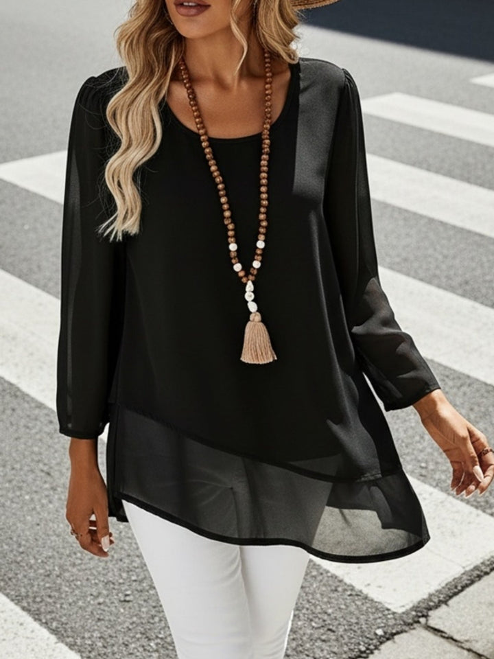 Hazel | Layered Irregular-Hem Blouse