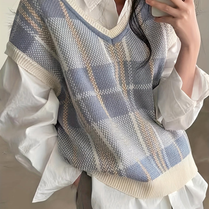 Cynthia | Vintage Argyle V-Neck Sweater Vest