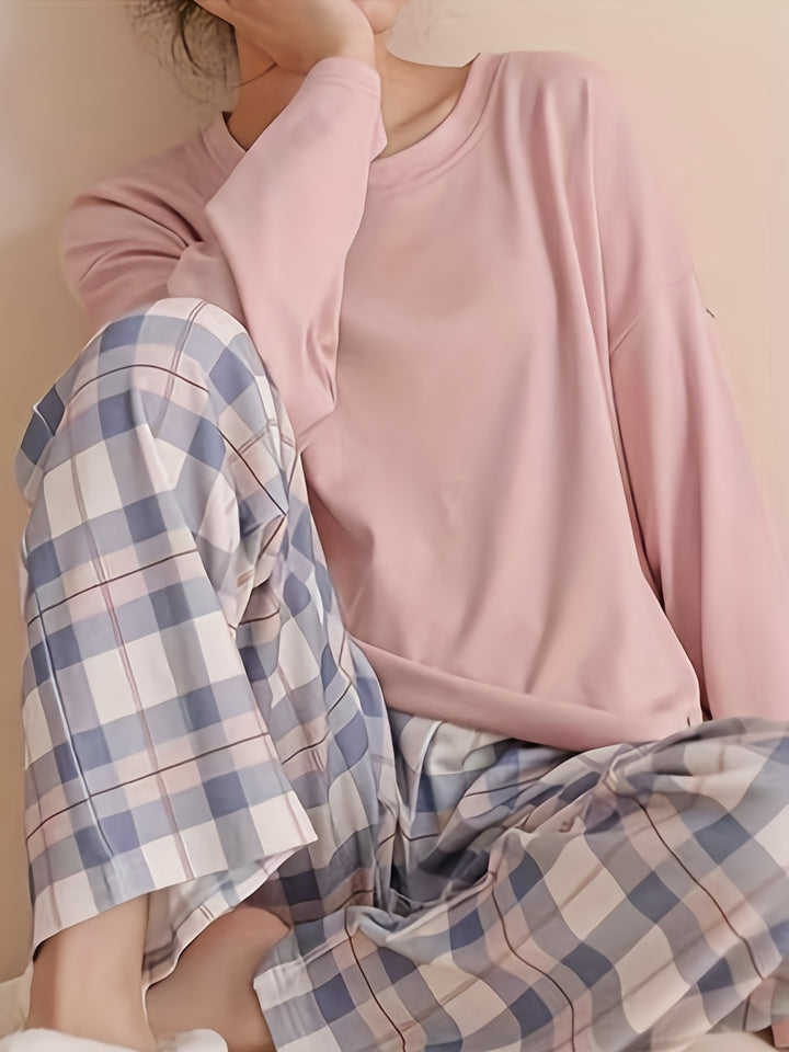 Annabel | Cozy Plaid Two-Piece Lounge Set