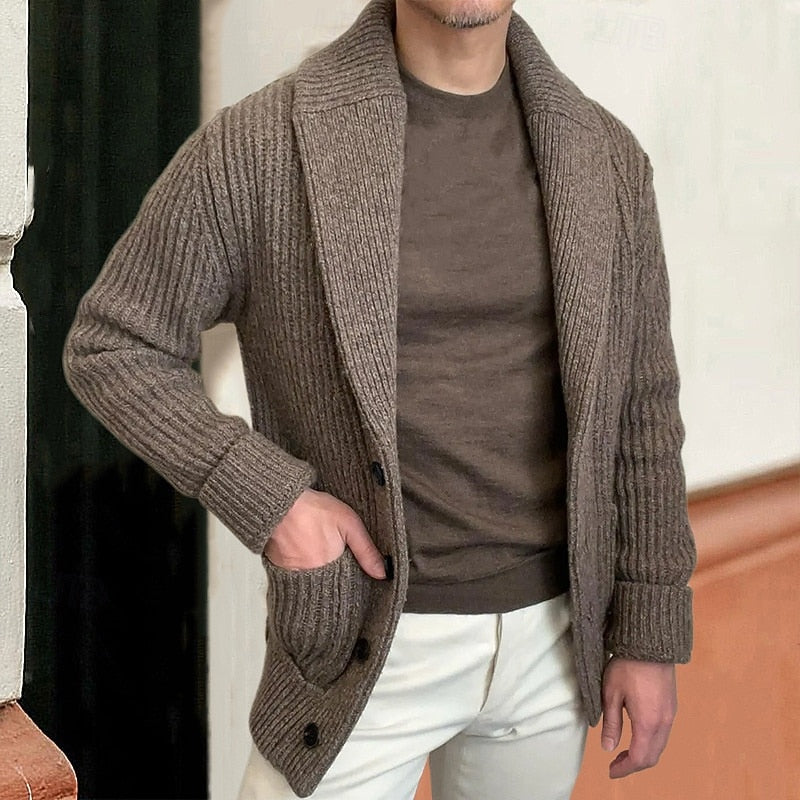 Elias | Shawl Collar Ribbed Cardigan