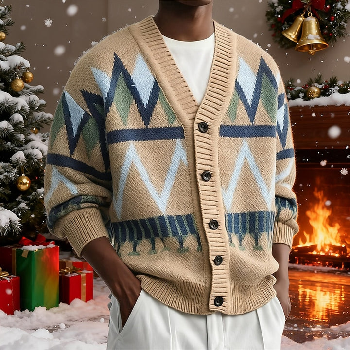 Otis | Christmas Patterned V-Neck Cardigan