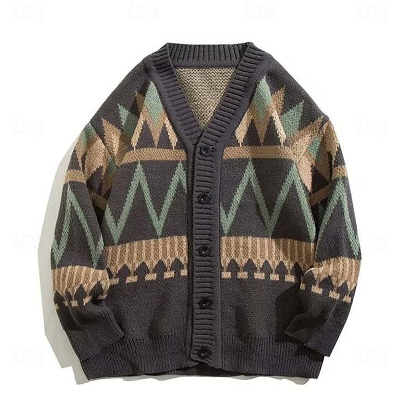 Otis | Christmas Patterned V-Neck Cardigan