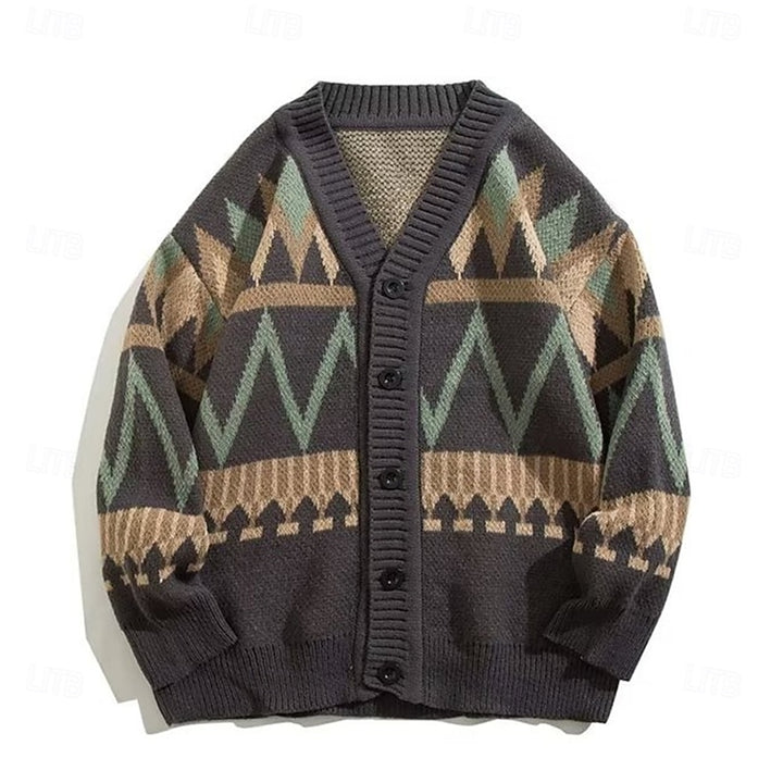 Otis | Christmas Patterned V-Neck Cardigan