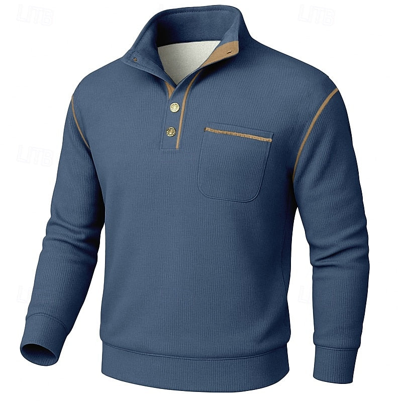Byron | Button-Up Standing Collar Pullover