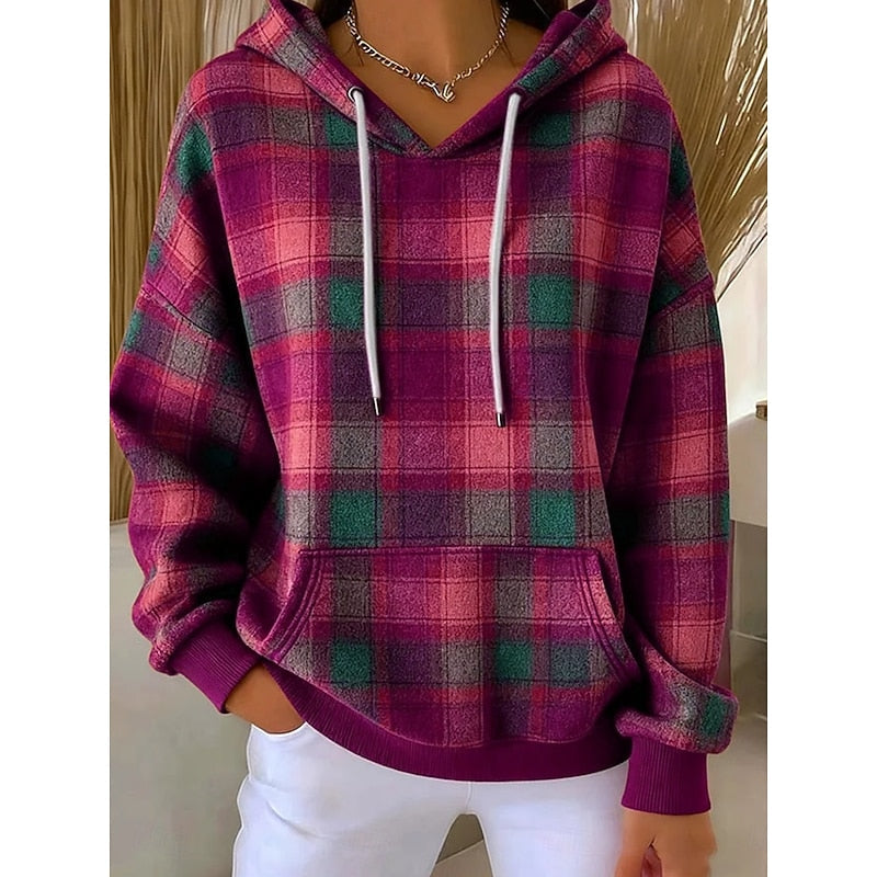 Marnie | Cozy Checked Pullover Hoodie