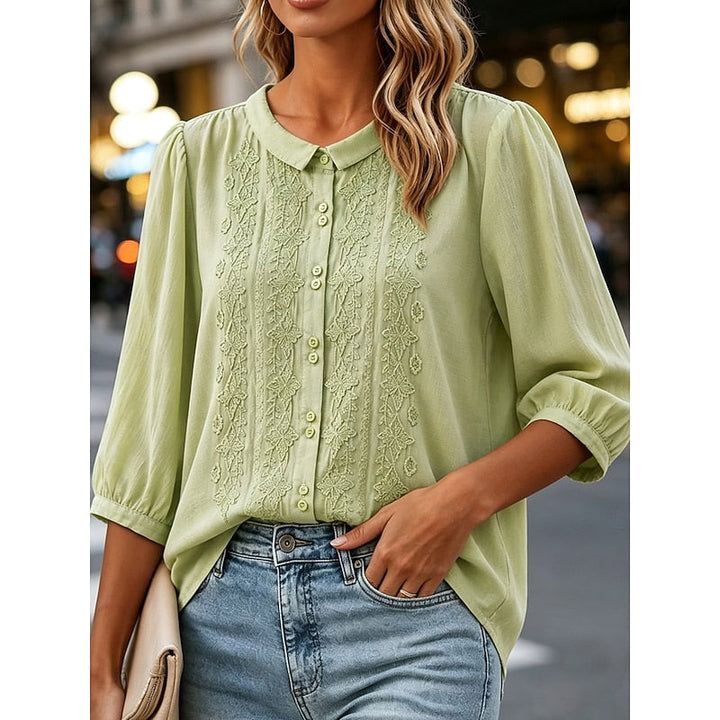 Katherine | Embroidered Peter Pan Collar Blouse