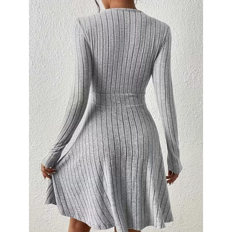 Annette | Wrap-Front A-Line Sweater Dress