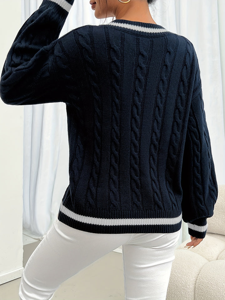 Whitney | V-Neck Cable-Knit Sweater
