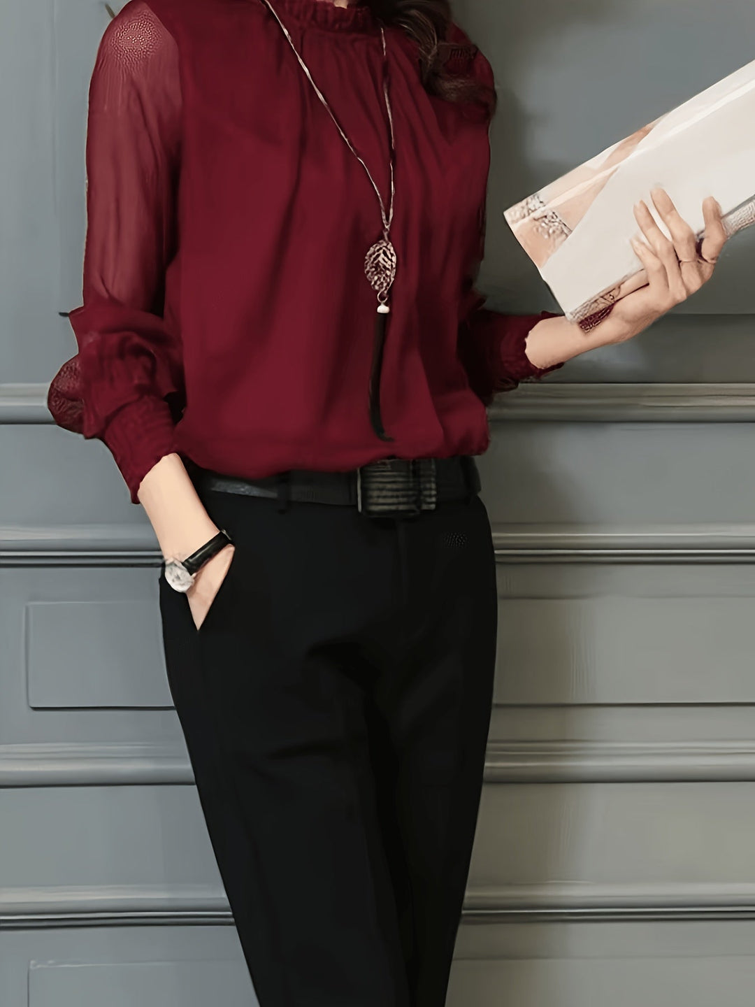 Whitney | Stand-Collar Long-Sleeve Blouse