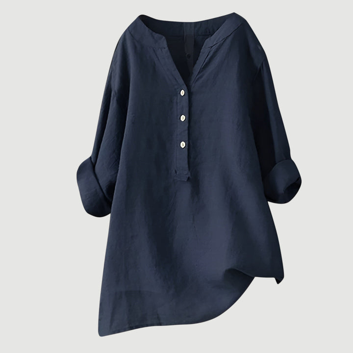 Carina | Refined V-Neck Button-Down Shirt