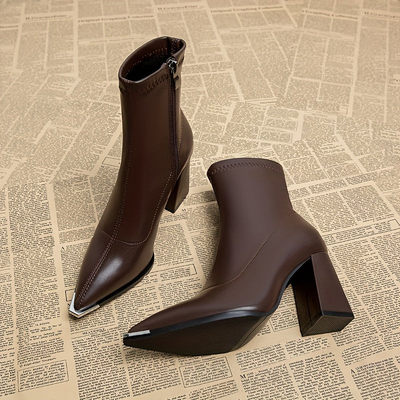Bronwyn | Pointed-Toe Chunky Heel Ankle Boots