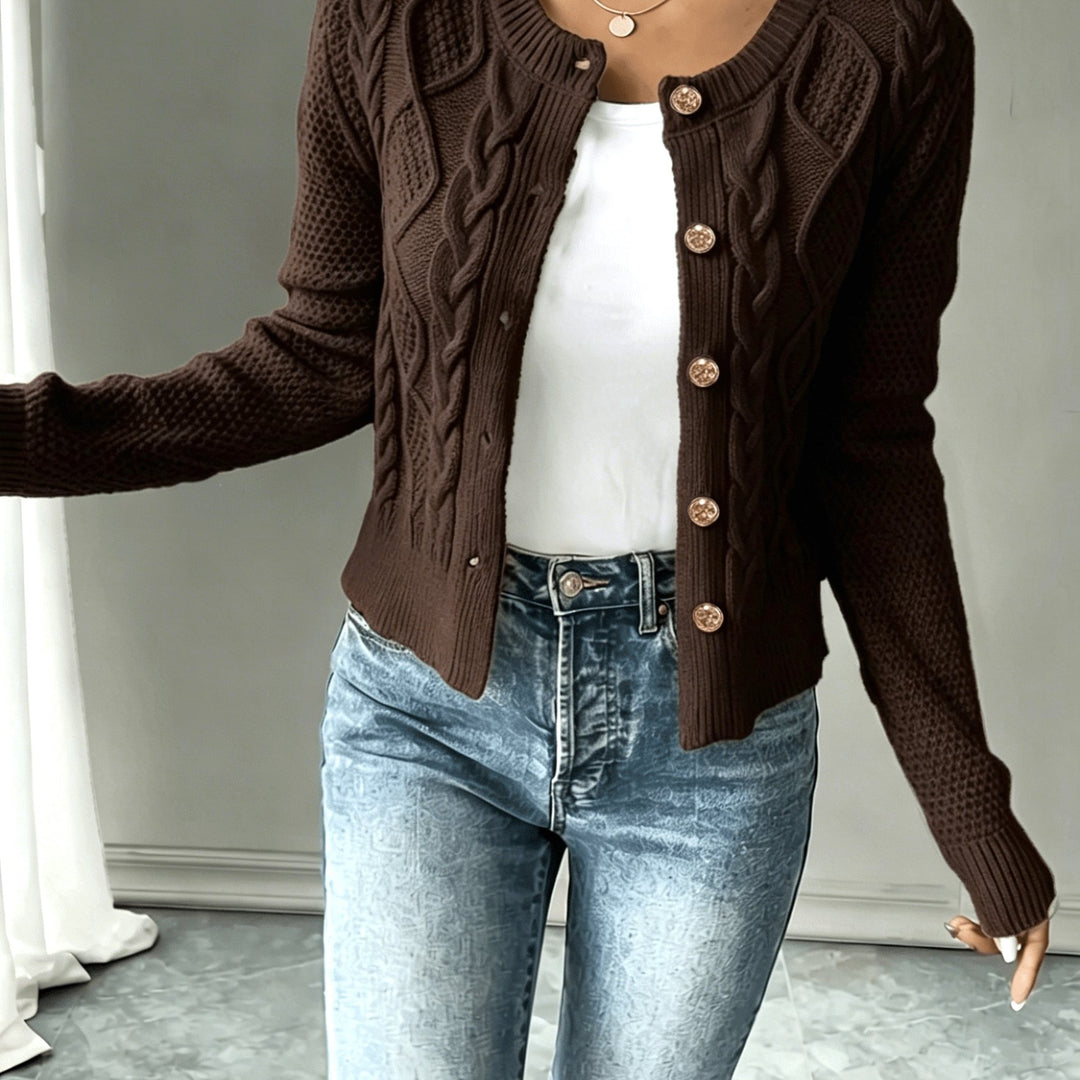Iris | Cable-Knit Button-Front Cardigan