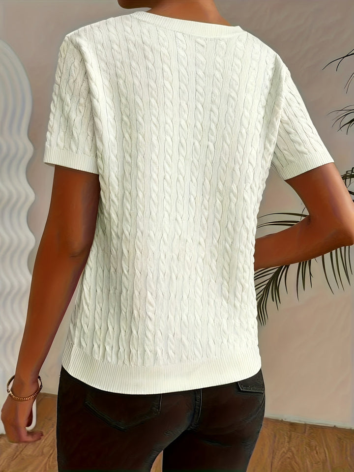 Josie | Cable-Textured Short Sleeve Top