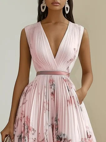 Livia | Elegant Sleeveless Long V-Neck Dress