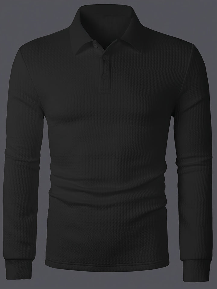 Reid | Textured Long Sleeve Polo Shirt