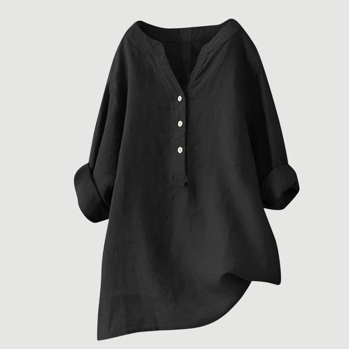 Carina | Refined V-Neck Button-Down Shirt