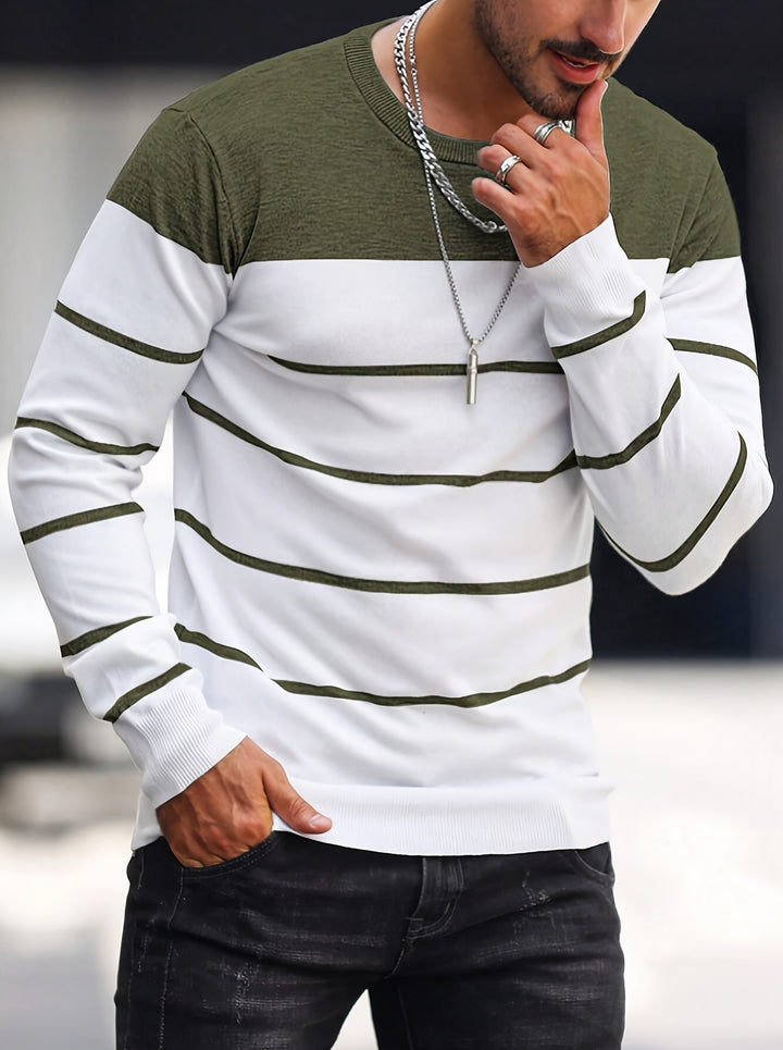 Declan | Colour-Block Striped Crew Neck Sweater