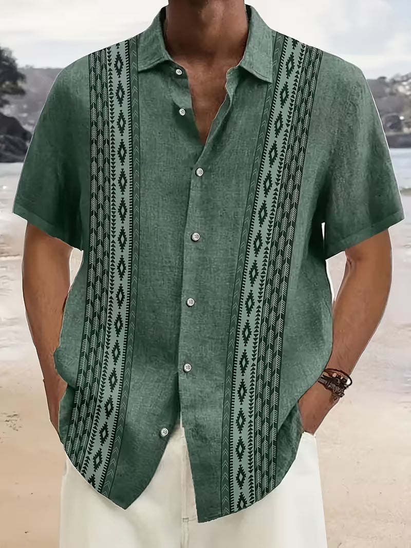 Luca | Vintage Geometric Pattern Button Shirts