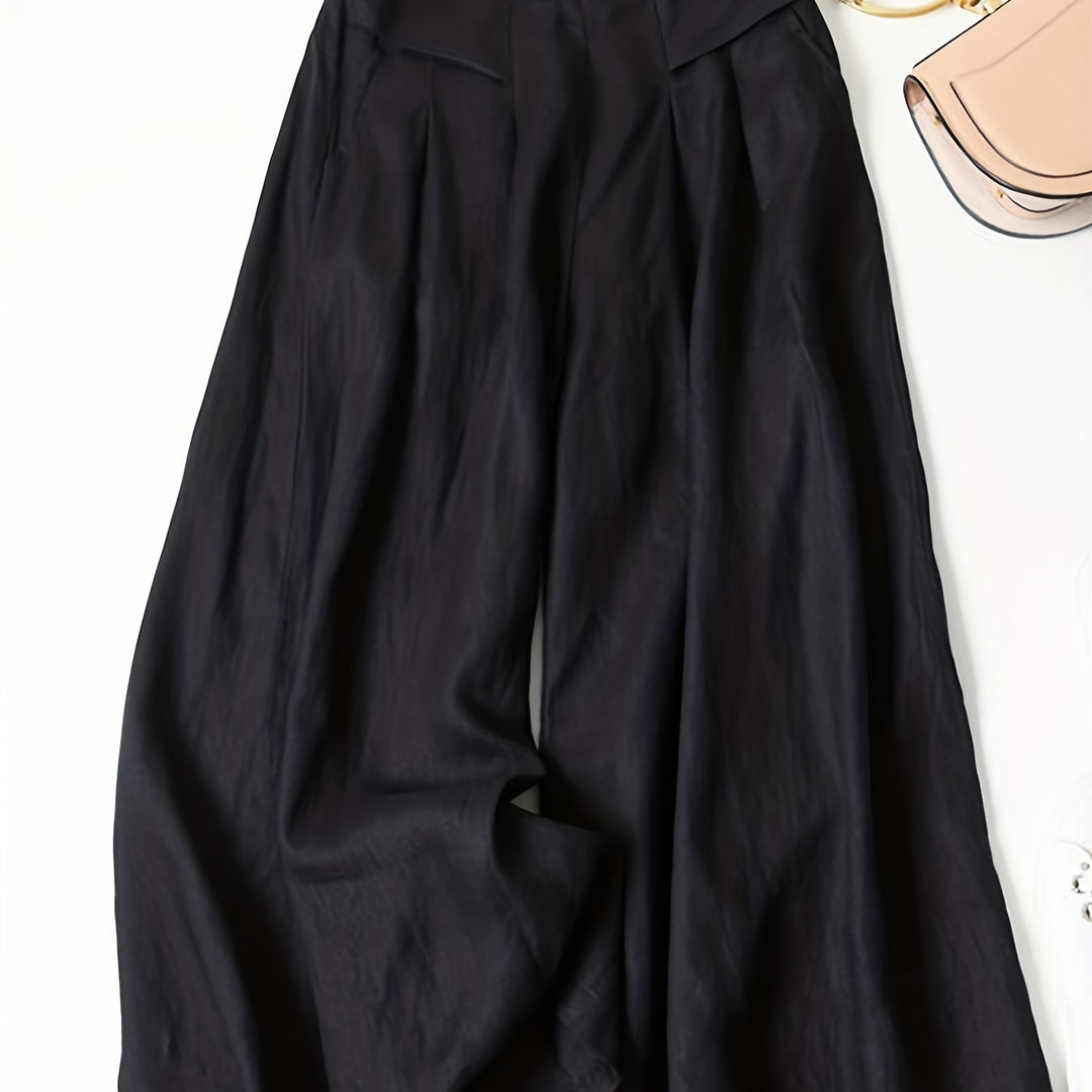 Linen Wide-Leg Ankle Pants